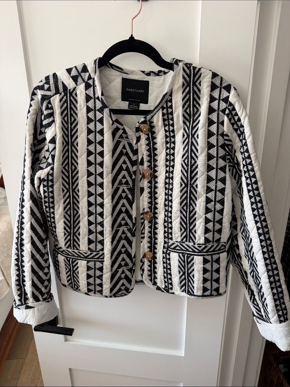 Sanctuary Black and White Tribal Quilted Jacket